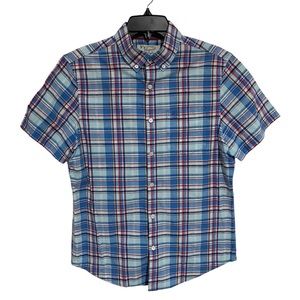 Original Penguin Boys Short Sleeve Button Down Shirt Plaid. Size M